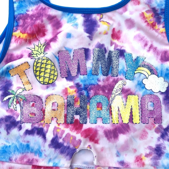Tommy Bahama Girls Kids Tie Dye Knot Tie Front Bathing Suit Swim Top 14 - Picture 3 of 4